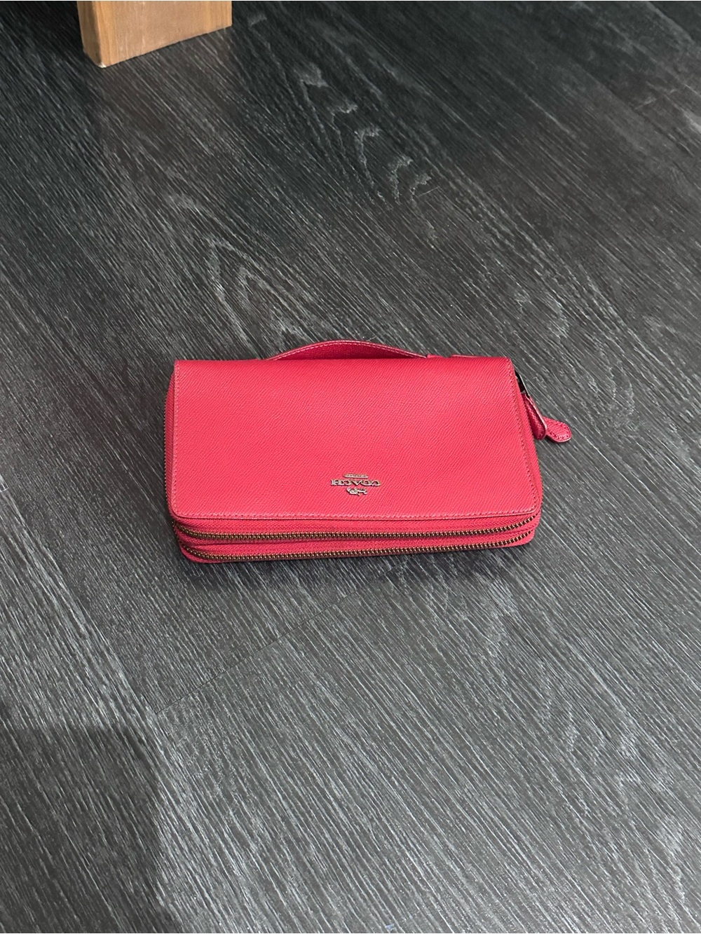 Coach Red Double-Zip Wristlet Wallet